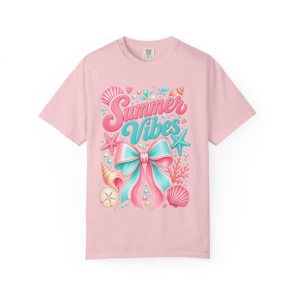 Summer Vibes T-Shirt — Beach Shells & Bow Graphic Tee