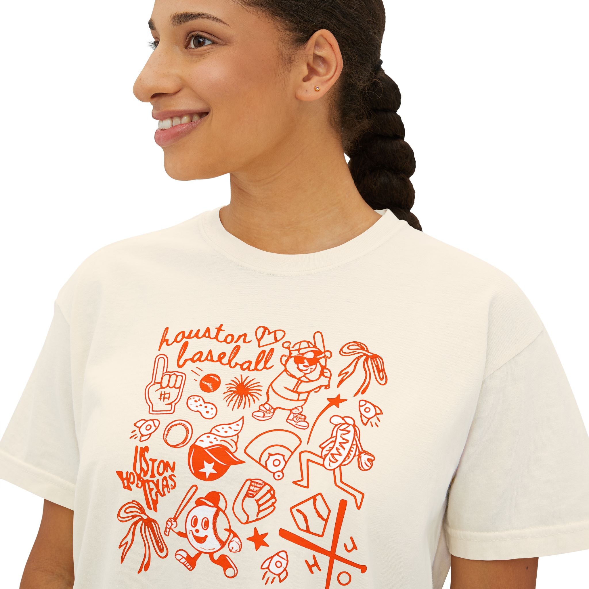 Women's Boxy Tee — Red Doodle Graphic "Vacation Vibes" Tee
