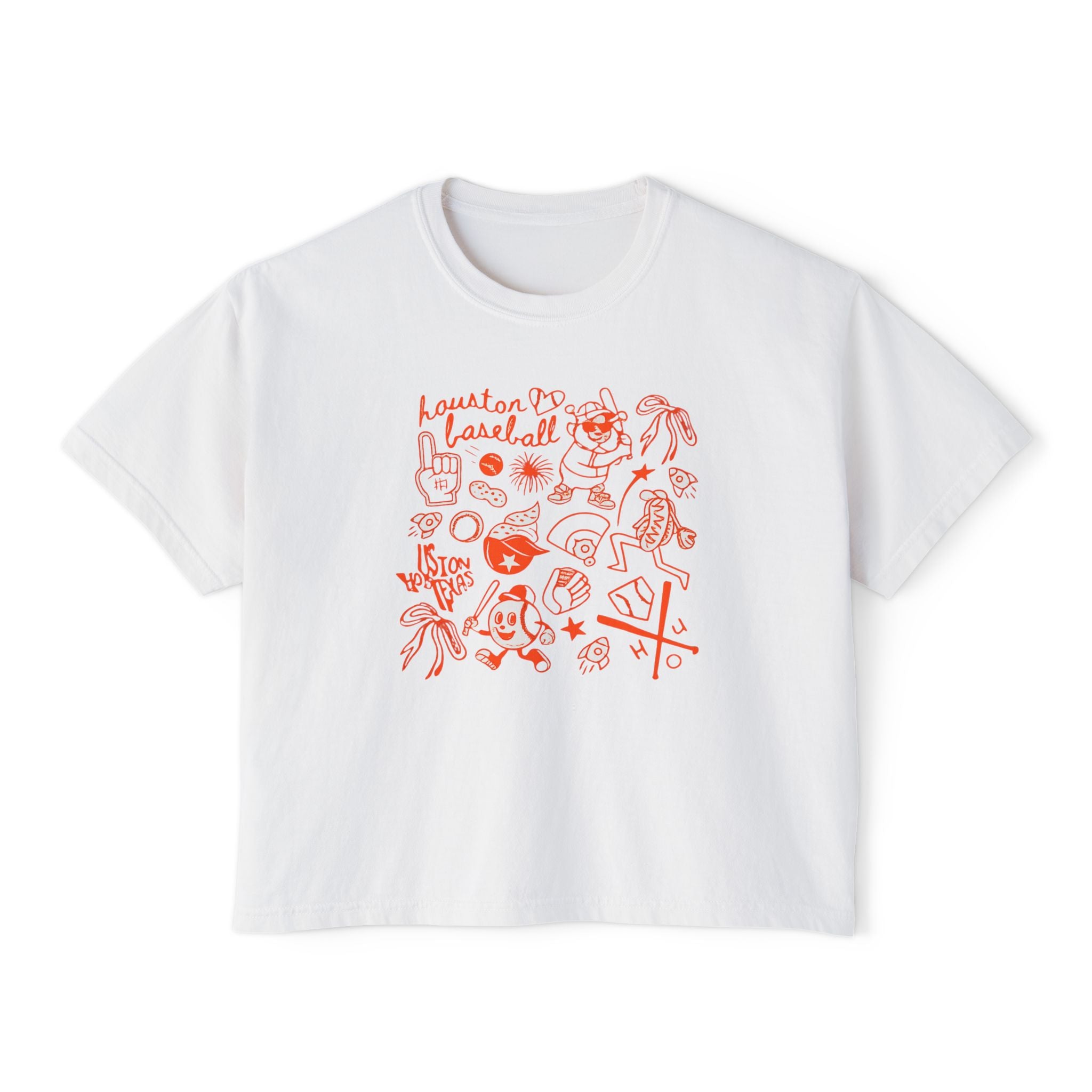 Women's Boxy Tee — Red Doodle Graphic "Vacation Vibes" Tee