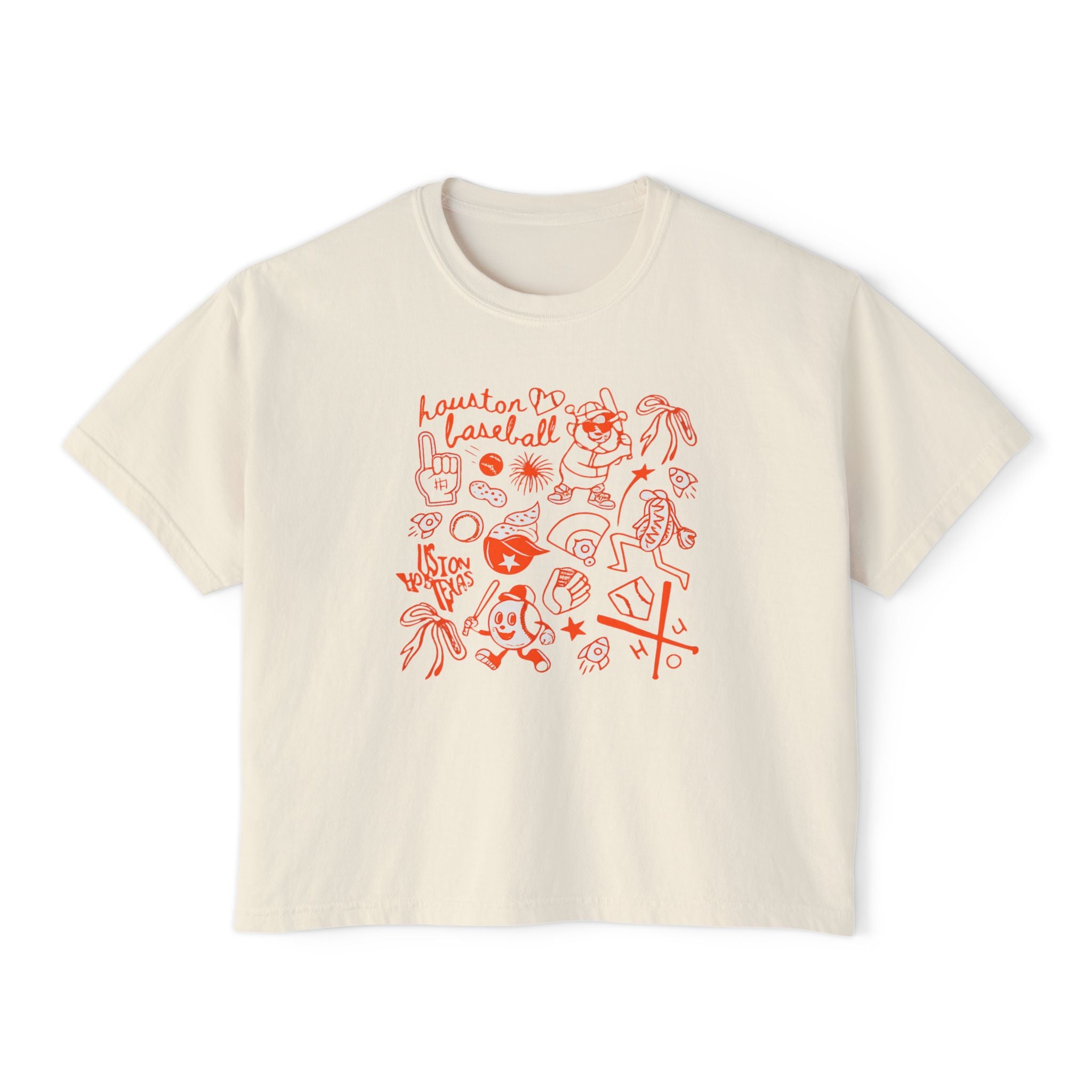 Women's Boxy Tee — Red Doodle Graphic "Vacation Vibes" Tee